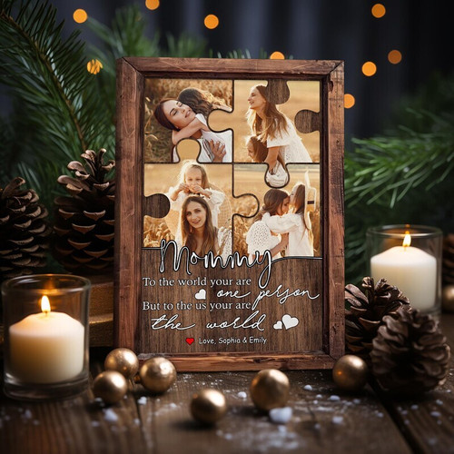 Personalized mom photo collage canvas with custom photos, gift for Mother’s Day, birthday, or anniversary living room decor | Family Wall Decor