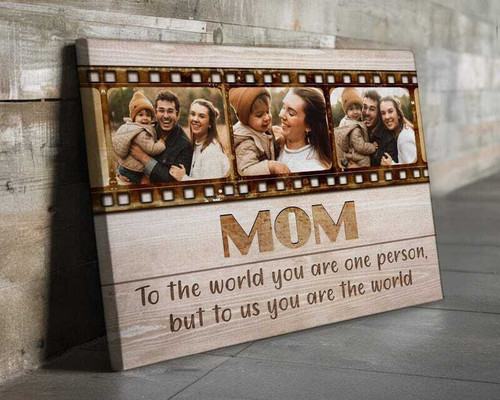 First Mother's Day photo collage canvas for new mom, multi-photo wall art with 2025 caption and custom family photos | Family Wall Decor