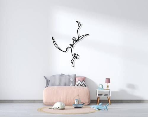 Mother and baby metal sign, minimalist line art for nursery wall decor in matte black, vertical orientation, modern silhouette | Family Wall Decor