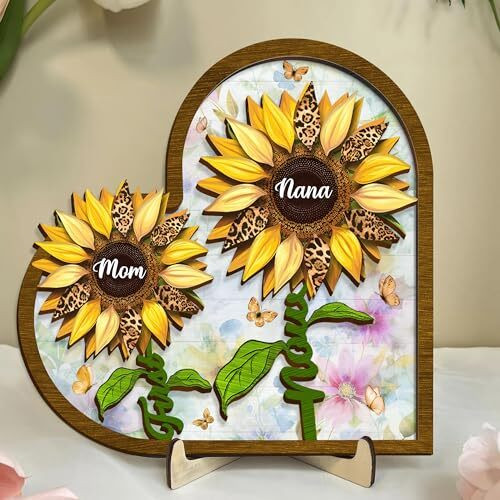 First mom now grandma sunflower wooden sign, personalized with names and date, wall decor, Mother’s Day gift for mom, grandma | Familywalldecor