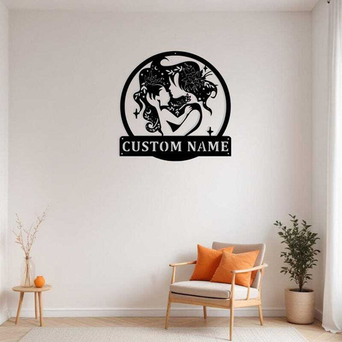 Floral mother and baby metal wall art, custom nursery decor with delicate botanical accents, thoughtful gift for new moms | Family Wall Decor