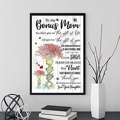 stepped-up mom canvas wall art with dna tree design, heartfelt mother's day gift ideal for cozy bedroom wall decor | Familywalldecor