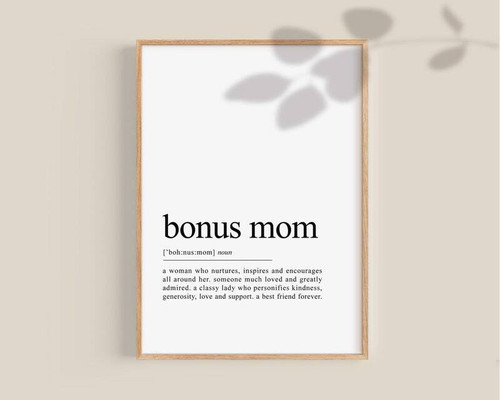 Unbiological mom canvas art with heartfelt quote, meaningful Mother's Day gift for a bonus mom; soft floral script, portrait | Familywalldecor