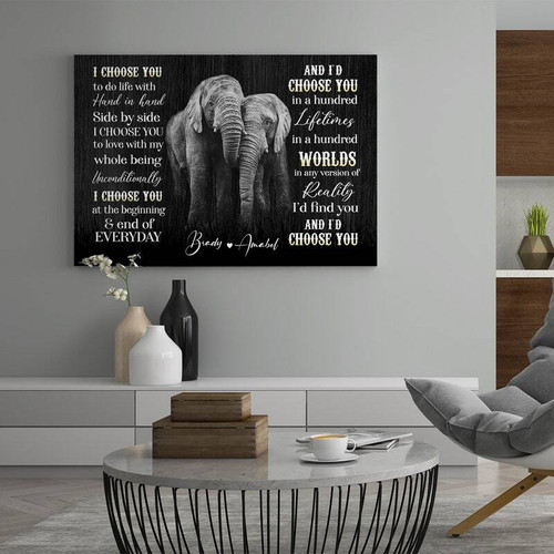 Personalized Elephant Couple Canvas - Heartfelt Anniversary Gift | Family Wall Decor