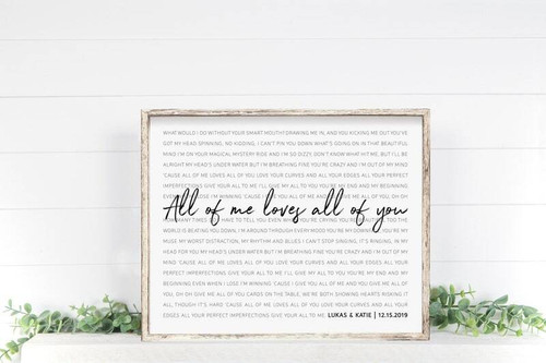 Romantic custom song lyric canvas for him, portrait, personalized with names and date, perfect anniversary bedroom decor | Family Wall Decor