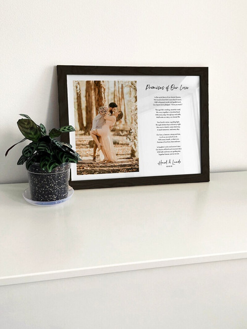 Heartfelt wedding vows canvas with couple photo, personalized names and date, anniversary gift for couples, portrait layout | Family Wall Decor