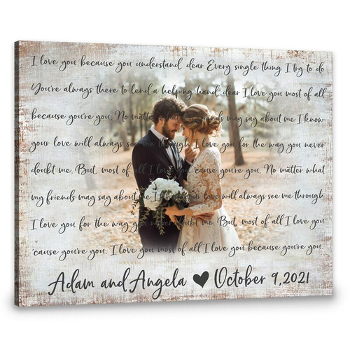 Custom Vows & Lyrics Canvas - Romantic Wedding/Anniversary Gift | Family Wall Decor