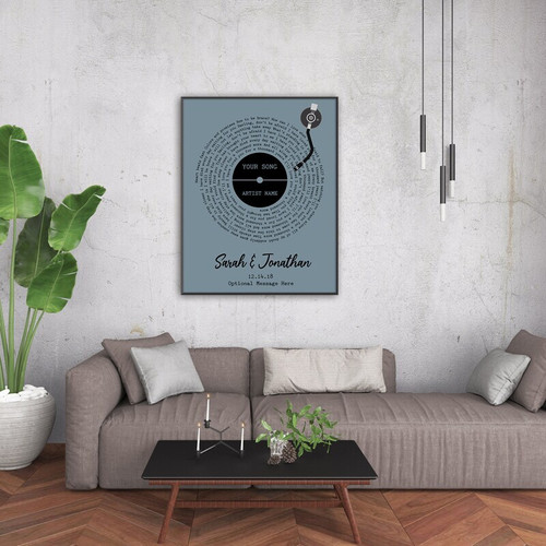 First dance song lyrics canvas, personalized with couple names and date, meaningful 1st anniversary gift for husband or wife | Family Wall Decor