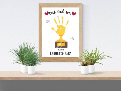 Personalized Dad handprint canvas with custom toddler handprints, names and date, Best Dad Ever Father's Day gift | Familywalldecor
