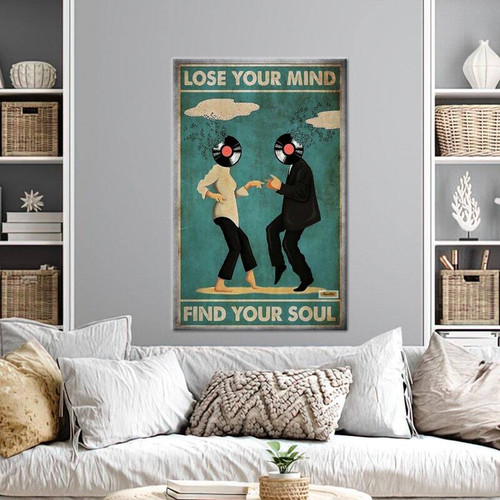 Dance quote canvas art 3D framed wall decor with 'Lose Your Mind Find Your Soul' typography, modern style for music room | Family Wall Decor