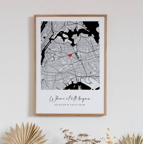 Personalized couple milestones map canvas with three custom maps for met, engaged, married, names and date, anniversary gift | Family Wall Decor