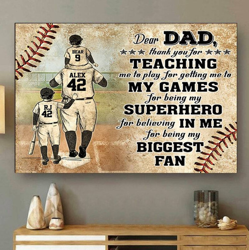 Custom Baseball Canvas - Father's Day Tribute for Dad & Son | Family Wall Decor