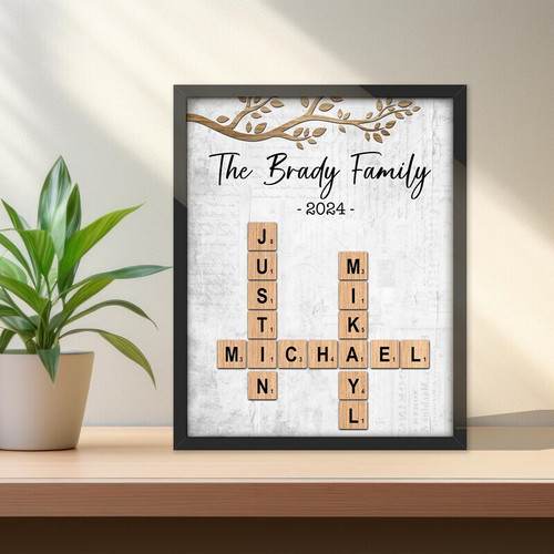 Personalized family name puzzle canvas art with established year, custom names; thoughtful Christmas gift for parents | Family Wall Decor