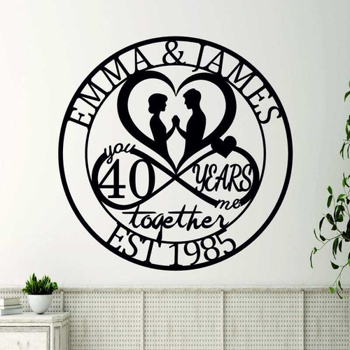 Infinity-themed metal sign for 40th ruby anniversary, wall decor and gift for couples celebrating lasting love | Family Wall Decor