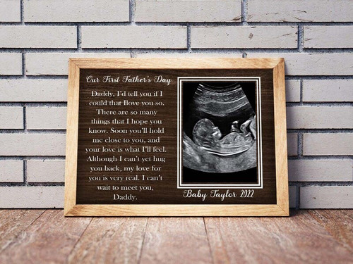 Ultrasound photo canvas personalized with baby's name and due date, portrait, Father's Day pregnancy reveal gift for new dad | Family Wall Decor