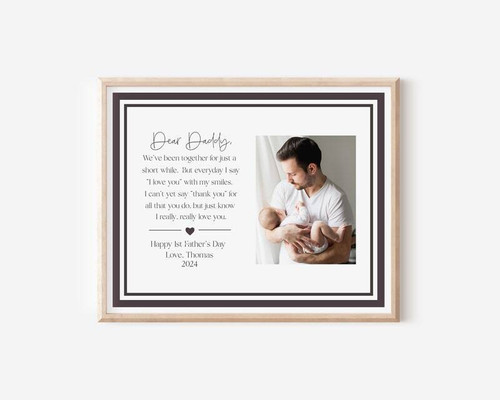 First Father's Day canvas keepsake with heartfelt daddy poem from baby, gift for a new dad and nursery wall decor | Familywalldecor