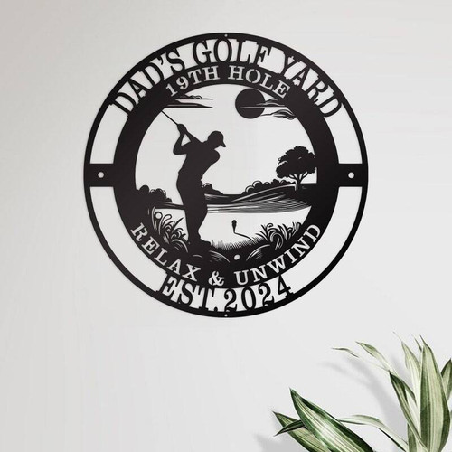 Dad golfer metal sign, personalized yard art for Father's Day with custom name and message for outdoor lawn decor | Familywalldecor