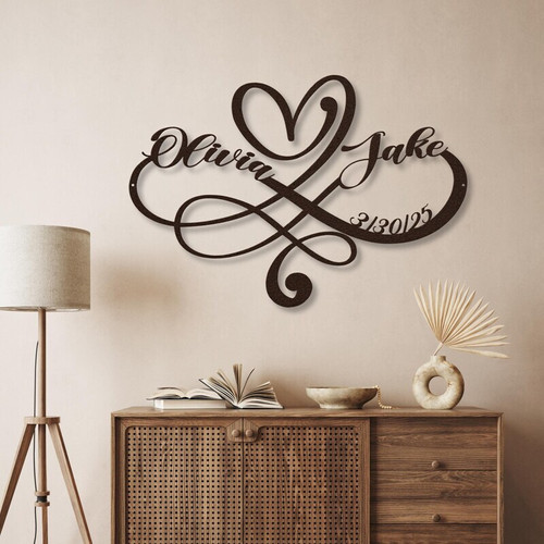 Custom Infinity Sign with Names & Established Date – Metal Wedding Wall Decor for Couples | Family Wall Decor