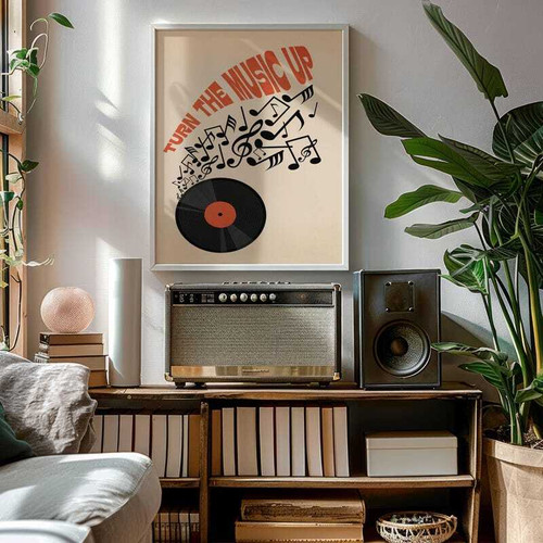 Vibrant Retro Music Lovers Canvas Art For Trendy Music Room Decor | Family Wall Decor