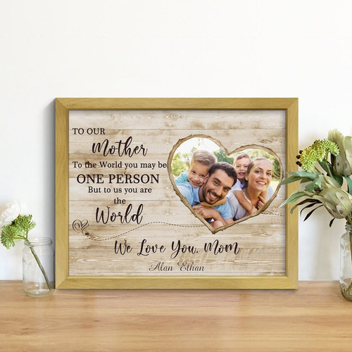 Mommy To The World You Are One Person quote canvas, personalized with kids’ names, Mother’s Day wall art gift for mom | Familywalldecor
