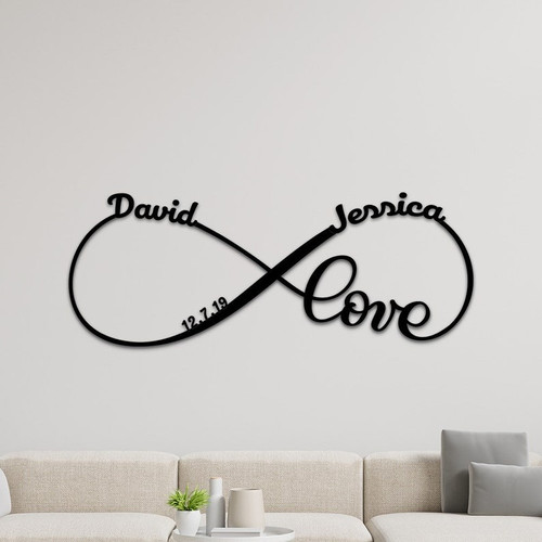 Infinity metal sign with custom couple names & established date; laser-cut wall decor, ideal wedding or anniversary gift | Family Wall Decor
