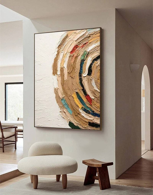 Brown Wabi Sabi Tree Ring Canvas - Neutral Abstract Art For Entryway Boho DéCor | Family Wall Decor