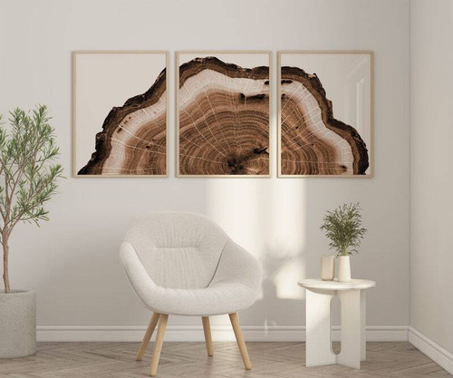 Tree ring canvas art personalized with names and date, rustic cabin wall decor for living room or bedroom in woodland style | Family Wall Decor