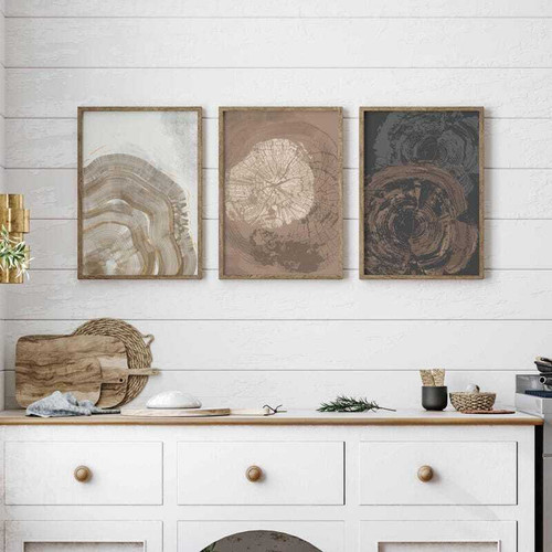 Tree Ring Canvas Set Of 3 - Nordic Japandi Decor For Bedroom And Dining Room | Family Wall Decor
