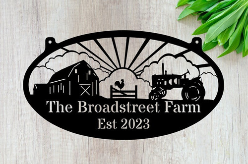 Animal farm metal sign for rustic outdoor decor, personalized with farm name; custom yard plaque, thoughtful gift for farmers | Family Wall Decor
