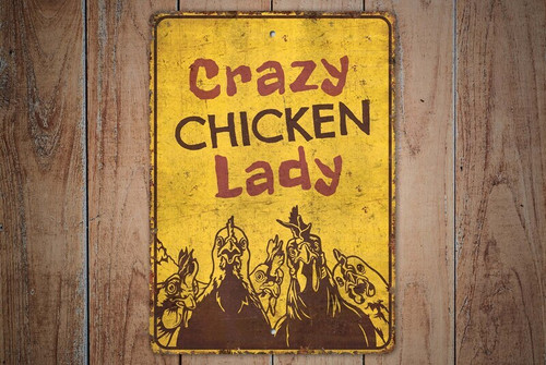Crazy Chicken Lady farm sign, rustic wall decor for chicken coop; vintage-style humorous plaque for backyard poultry keepers | Family Wall Decor