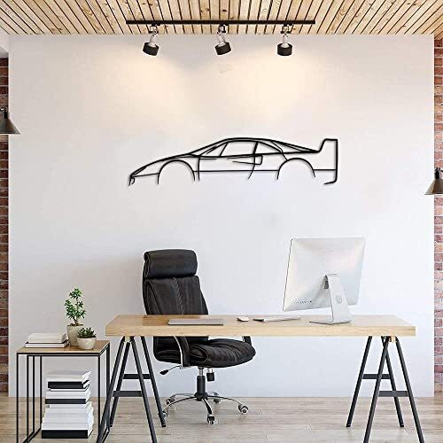 Black car silhouette geometric wall art sign for home office or living room decor, sleek line art, horizontal layout | Family Wall Decor
