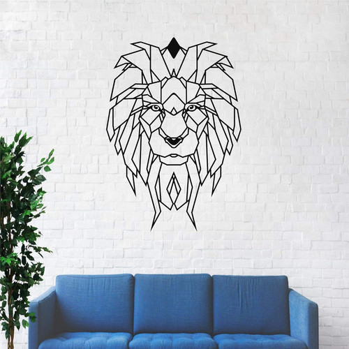 Geometric Metal Lion Wall Art For Office Decor - Stylish Metal Wall Sign Design | Family Wall Decor