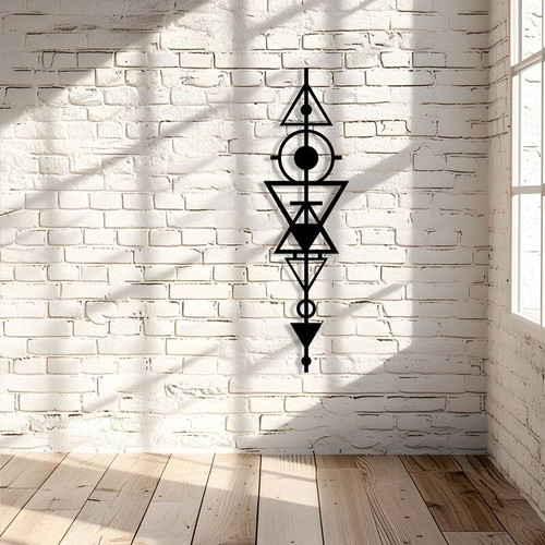 Geometric metal wall art decor, minimalist hexagon panel in matte black, modern accent for a home office or studio wall. | Family Wall Decor