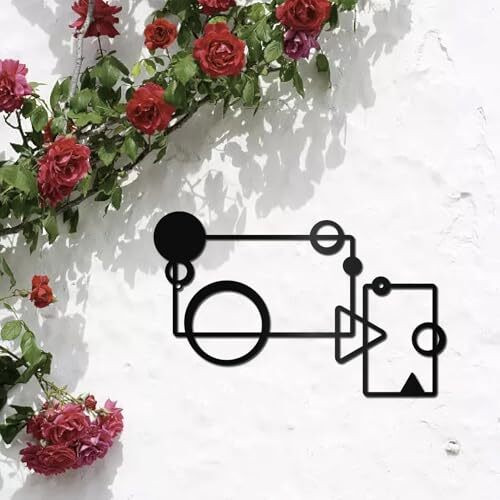 Geometric black metal wall sign, abstract iron sculpture for modern office or garden decor, minimalist lines for sleek spaces | Familywalldecor