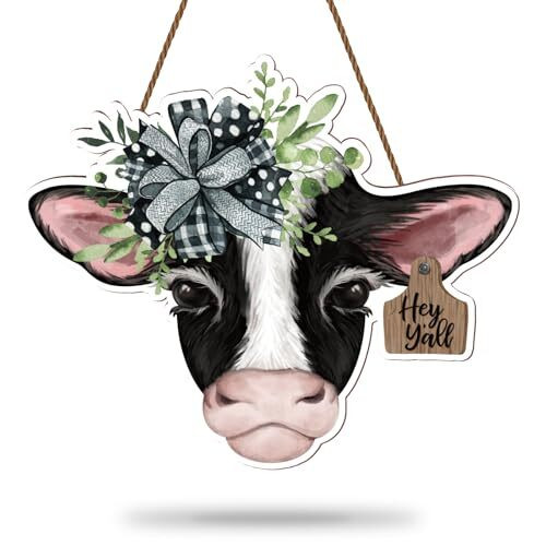 Highland cow wood sign for farmhouse decor, rustic indoor outdoor wall art for porch or entryway in natural wood grain. | Family Wall Decor UK