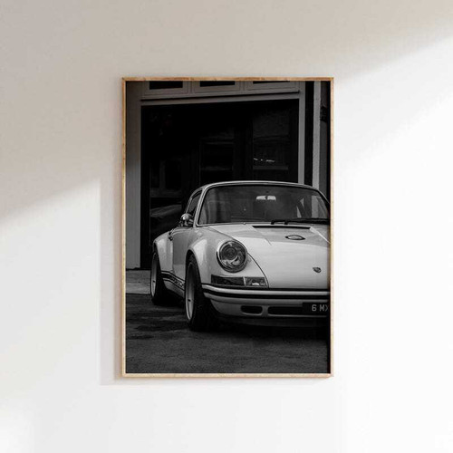 Vintage German car poster canvas in black and white, classic iconic auto art, retro canvas wall decor for car enthusiasts. | Family Wall Decor