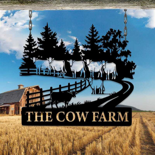 Animal farm metal sign custom farmhouse decor for ranch or farm gate, personalized with your farm name and animal silhouettes | Family Wall Decor