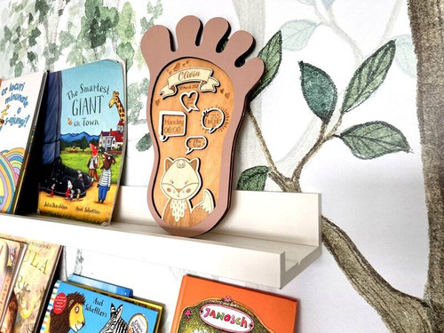 Baby footprints wall art for nursery, personalized with newborn name, birth date, weight and length; portrait layout | Family Wall Decor