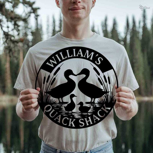 Duck family metal sign, custom family name, black powder-coated backyard fence decor, farmhouse gift for animal lovers | Family Wall Decor