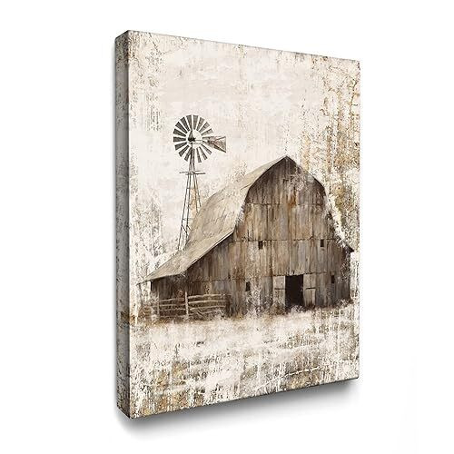 Personalized Rustic Windmill Canvas Art For Farmhouse Living Room | Family Wall Decor