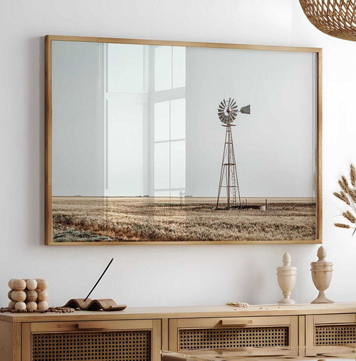 Southwest Windmill Farmhouse Canvas - Rustic Texas Landscape Art | Family Wall Decor