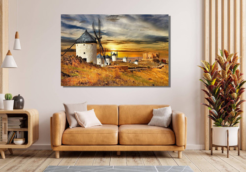 Tranquil Sunset Windmill Canvas - Personalized Farmhouse Decor | Family Wall Decor