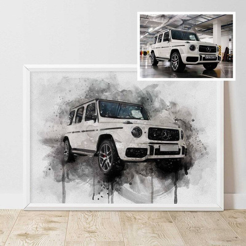 Unique Father's Day Watercolor Car Canvas Art for Him | Family Wall Decor