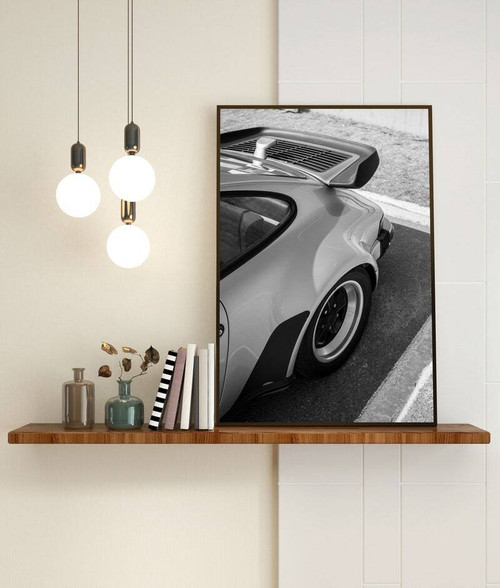 Retro German sport car canvas wall art showcasing a vintage 911-inspired silhouette, ideal decor for car enthusiasts’ rooms | Family Wall Decor