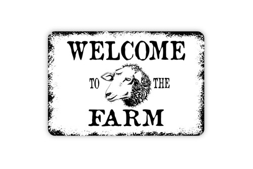 Animal farm sheep metal sign for indoor/outdoor decor, rustic farmhouse style wall art for kitchen, porch or garden | Family Wall Decor
