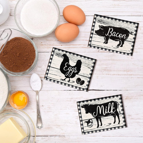 Farmhouse animal wall art featuring pig, cow, and chicken trio in rustic style, perfect for country kitchen décor | Familywalldecor