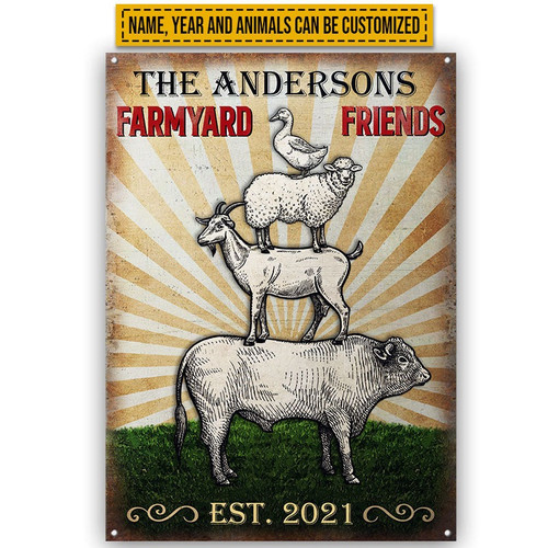 Farmyard Friends Custom Vintage Metal Signs, Farm Decor, Gift For Farmers | Family Wall Decor