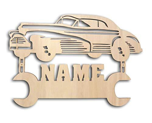 Classic car enthusiast wooden sign with custom name, rustic personalized decor for home garage, gift for classic car lovers | Family Wall Decor