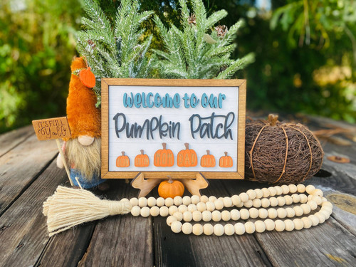 Pumpkin patch wood sign personalized with family name, rustic fall home decor for Halloween and autumn mantel shelf | Family Wall Decor