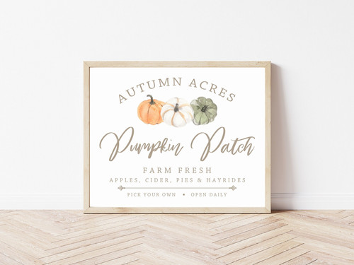 Personalized Pumpkin Patch Canvas For Her - Neutral Fall Farmhouse Wall Art | Family Wall Decor